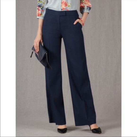 Boden Pants - Boden Navy Blue Wide Leg Linen Trousers